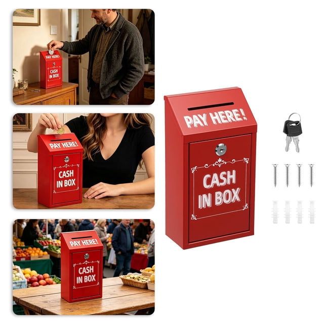 Outdor Metal With Secure Lock For Storage Steel Bank For Retail And Home Use Portable Container For Bills And
