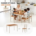 thumbnail image 3 of PAPROOS Solid Wood Dining Table Set for 4, 5-Piece Rubberwood Kitchen Dining Table Set with 4 Chairs, Easy to Clean, Farmhouse Dining Room Set for Small Spaces, Brown&Gray, 3 of 8