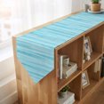 thumbnail image 4 of Teal Striped Table Runner Linen Burlap Table Runner 72 Inches Long Abstract Modern Farmhouse Blue Stripes Dresser Scarves for Kitchen Island Coffee Dining Room Party Wedding Holiday Decor 18"x72", 4 of 8