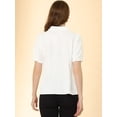 thumbnail image 3 of Camisa de cuello de Solapa de Gasa Allegra K con lazo removible con Botones para Mujer Blanco M, 3 of 5