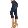 thumbnail image 2 of Women's Denim Capri Jeans Stretch Pull On Capris Pants Dark Blue Wash Regular & Plus Size, 2 of 5