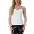 thumbnail image 1 of INSPIRAR CHIC Blusa de Manga Larga de Encaje con Campana y Cuello Redondo con Estampado de Corazones y Puntos S Blanca, 1 of 6