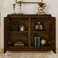 thumbnail image 3 of Mid Century Modern Buffet Cabinet, V-Shape Fluted Door Storage Cabinet, Narrow Sideboard for Entryway, Hallway, Kitchen Coffee Bar, Living Room Organizer with Outlet Holes,Brown, 3 of 8