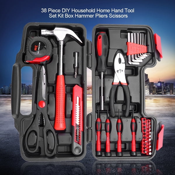 149pcs Iron Household Tool Set Kit Case Car Repair Home Office HandTools Box RED 