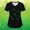 thumbnail image 2 of Birdeem Mode Saint-Patrick Femmes Col en V Décontracté Manches Courtes Poches Imprimées Hauts Blouse, 2 of 4
