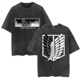 thumbnail image 4 of Camisetas lavadas de Anime Attack on Titan, camisetas gráficas de manga corta transpirables con estampado de doble cara, ropa de calle Vintage Y2k para hombres, 4 of 5