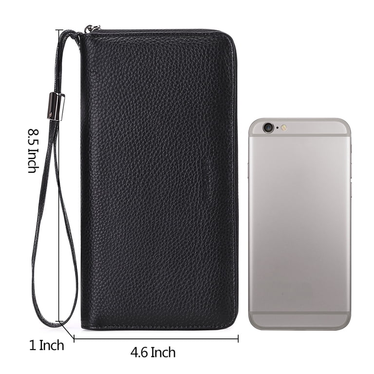 Sendefn Zip Around Leather Wallet, RFID Blocking, Black photo 3