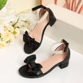 thumbnail image 4 of JAJAHO Girls Princess Dress Shoes Bow Low Heel Sandals Open Toe Hook And Loop Party Wedding Footwear For Little/Big Kids Versatile Shoes, 4 of 8