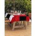 thumbnail image 3 of Outdoor Tablecloth with Umbrella Hole for Patio/Picnic/Party/Camping, Modern Patchwork Texture Waterproof Table Cloth Rectangle Table Cover Washable, Abstract Blocks Geometric Red Black (60"x 102"), 3 of 9