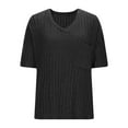 thumbnail image 4 of Uoodti Plus Size Womens Clothing V Neck Short Sleeve Shirts Solid Color Casual Loose with Gift Pocket Spring Sweater Tops, 4 of 6