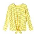 thumbnail image 4 of HILEELANG Girls 100% Cotton Long Sleeve T-Shirt 4-Pack, Blue Pink Green Yellow, Casual Everyday Tops, Size 13-14, 4 of 11