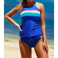 thumbnail image 1 of Women's Blue Retro Sydney Sporty Tankini, 1 of 8