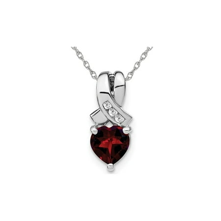 1.00 Carat (ctw) Heart Cut Garnet Pendant Necklace in Sterling Silver With Chain