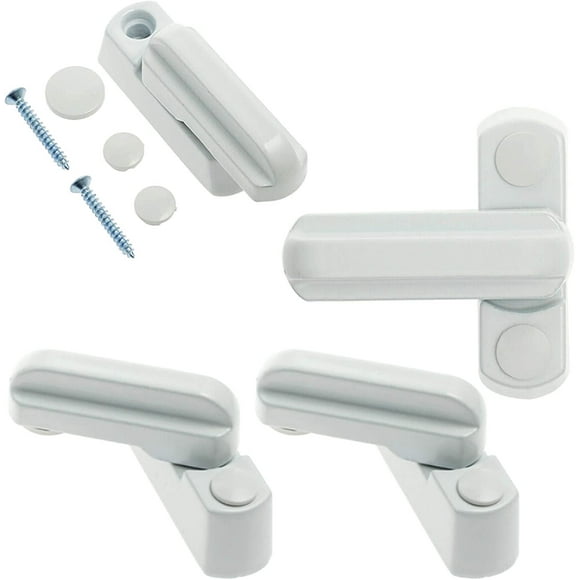 nipocaio 4 Pieces Window Lock, Zinc Alloy Window Rotation Limiter, Extra Security Locks for Extra Door Sash Jammer, T Shape, White
