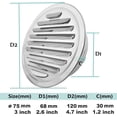 thumbnail image 2 of Cubierta de ventilación redonda de 3 pulgadas, rejilla de ventilación de acero inoxidable con malla mosquitera para ventilación de circulación de aire, 2 of 5