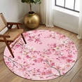 thumbnail image 2 of Round Rug 7Ft Washable Non-Slip, Spring Peaches Circle Area Rugs for Living Room Bedroom, Botanical Blossom Flowers Branches Indoor Floor Mats Carpet Runner for Home Decor Aesthetic, 2 of 8