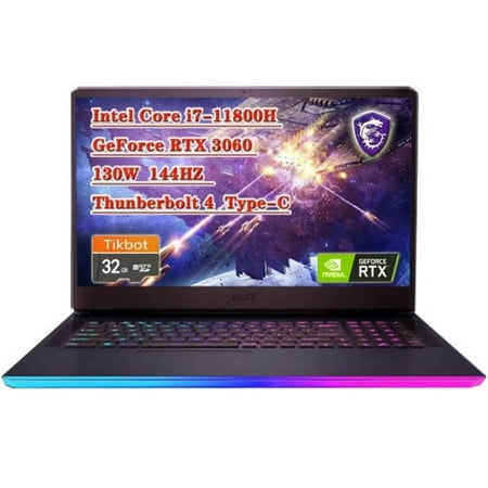 MSI Gaming Laptop 17.3 FHD 144HZ, Intel Core i7-11800H, GeForce RTX 3060, 16GB RAM 1TB NVMe SSD, Wi-Fi6, Windows 10 (GE76 Raider 11UE-046)-Remanufactured
