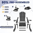 thumbnail image 5 of KINGYES Adirondack Rocking Chair Set of 2 with Retractable Ottoman and Cup Holders, HDPE Adirondack Rocker, Patio Rocking Chair for Porch, Patio, Black, 5 of 9