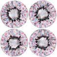 thumbnail image 2 of Shower Caps,Pioneer Flower Floral Print Pattern Waterproof Shower Cap for Women 4 Pieces,Double Reusable Hair Cover for Shower PEVA Elastic Stretch Hem, 2 of 7