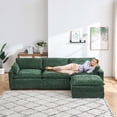 thumbnail image 7 of TROPOW Chenille 113-Inch Modular Combo Sofa, Modern 3-Seater L-Shaped Sofa with Ottoman, 2 Cushions, Side Pockets, Oversized Faux Fur Upholstered Sofa for Living Room, Bedroom, 7 of 7