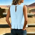 thumbnail image 6 of Pounoo Tank Tops for Women Crew Neck Ruffle Hem Sleeveless Tops for Women Relaxed Fit Beach Resort Cute Casual Tops for Women, 6 of 7