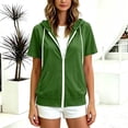 thumbnail image 4 of VBVC Women's Short Sleeve Zip Up Hoodie , Lightweight Athletic Jacket For Women , Ladies' Casual Drawstring Workout Tops with Pockets, S-2XL, 4 of 8