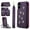 Purple, variant on for iPhone 16 Floral Pattern Wallet Case, Magnetic Snap PU Leather Credit Card Holder Stand Wrist Shoulder Strap Flip Cover, for iPhone 16 Protective Case for Girls Women, White