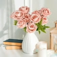 thumbnail image 5 of Artificial Rose Flowers Bush, Fake Silk Rose Bouquet, Faux Rose Flower Arrangement for Vase Filler, Home Wedding Party Table Centerpiece Decor, Indoor Outdoor Artificial Floral Decor, 5 of 5