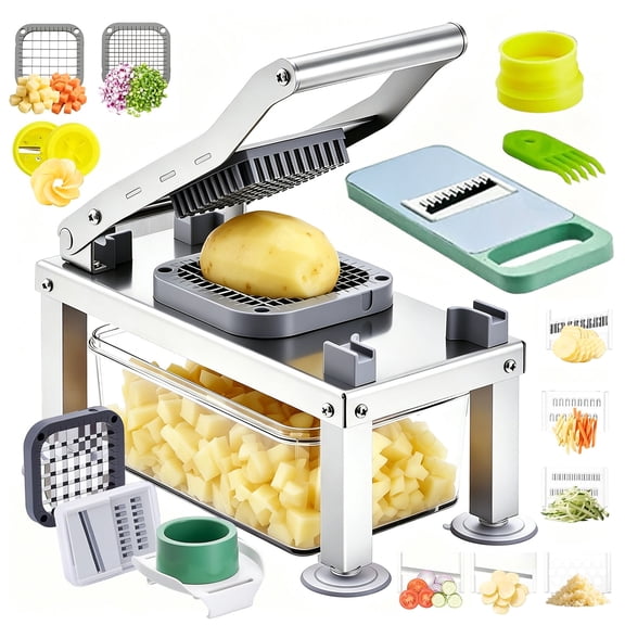Stainless steel Vegetable Chopper, Veggie Chopper With 9 Blades, Onion Dicer with Container, Food Cutter & Grater Mandoline Slicer