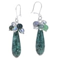 thumbnail image 2 of Unique Clustered Green Ruby in Zoisite Teardrops Sterling Silver Dangle Earrings, 2 of 4