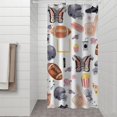 thumbnail image 2 of Colorful Rugby Game Items Pattern Shower Curtain 36"x72" ,Bathroom Decorative Shower Curtains Set with 12 Hooks,Modern Waterproof Washable Shower Curtain, 2 of 6