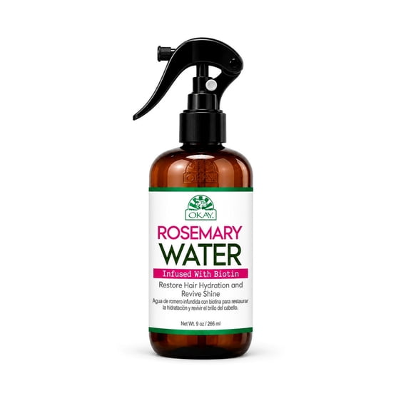 OKAY Rosemary Water with Biotin 9 oz – Lightweight Hair & Scalp Hydration Spray for Strength, Shine & Frizz Control