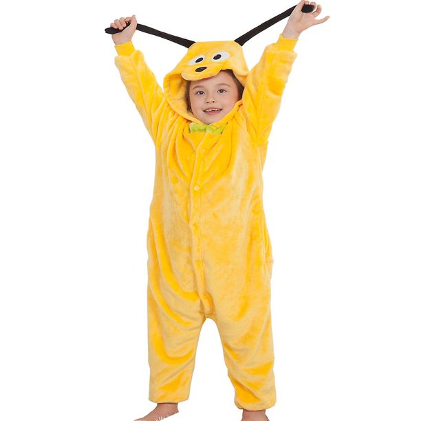 Otoño/Invierno Franela/Pijama De Una Pieza Para Niños Tela Engrosada-pequeño Perro Amarillo