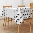thumbnail image 4 of Duangreer White Halloween Rectangle Tablecloth, Black Bird Line Print Table Cover with Waterproof Wrinkle Resistant for Party Decorations, 60 x 102 Inch, 4 of 6