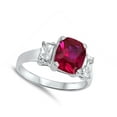 thumbnail image 4 of CHOOSE YOUR COLOR Clear CZ Elegant Ring .925 Sterling Silver Band Red Jewelry Female Size 10, 4 of 4
