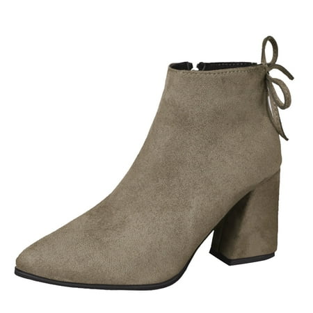 

NN Women s Round Toe Faux Suede Stacked Heel Western Ankle Bootie Women S Ankle Boots & Booties