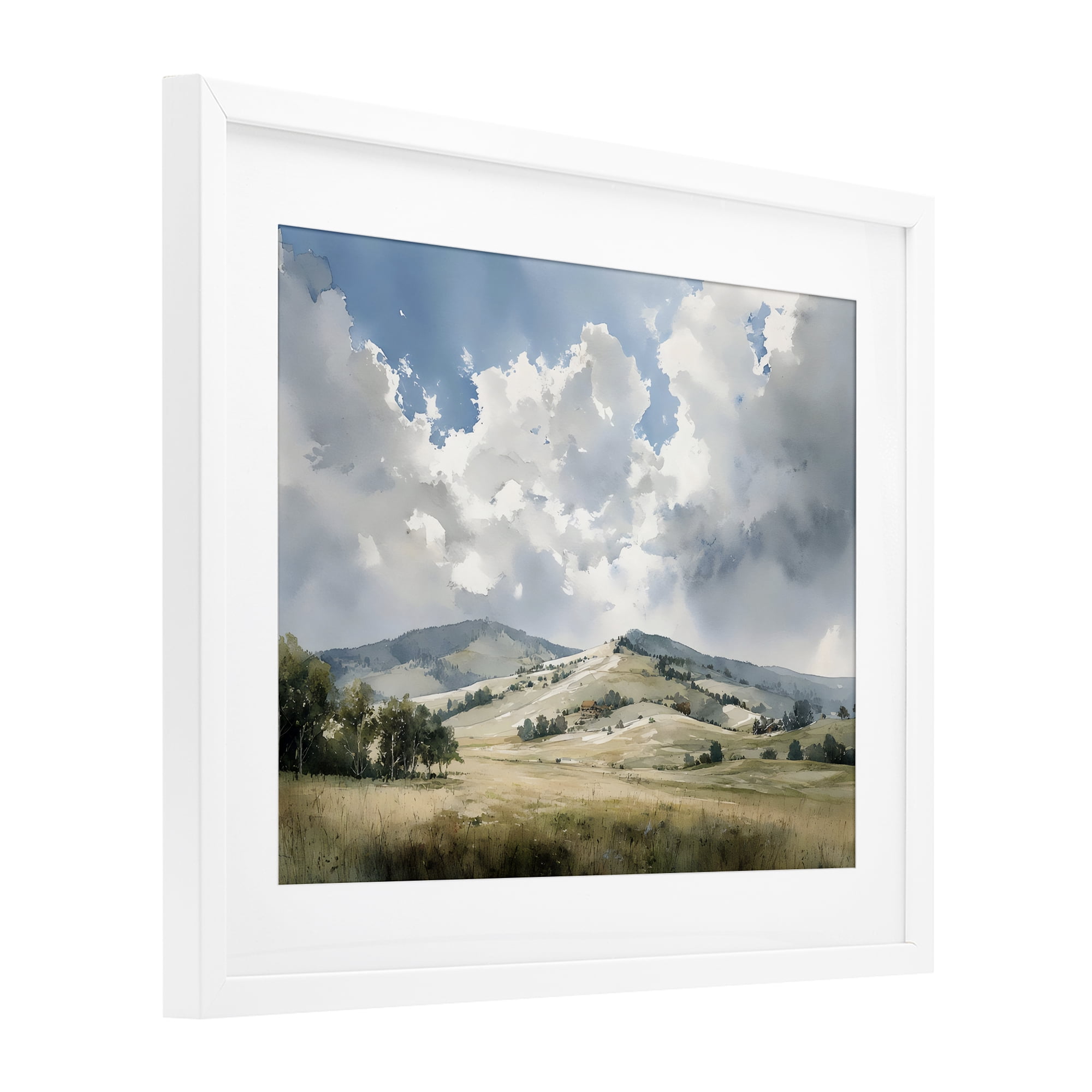 Stupell Industries Tranquil Hills Meadow White Framed Print Under Glass, design by Franklyn Gregory