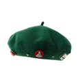 thumbnail image 1 of Boina navideña para mujer, disfraz navideño, gorro de pintor cálido de invierno a la moda Verde, 1 of 9