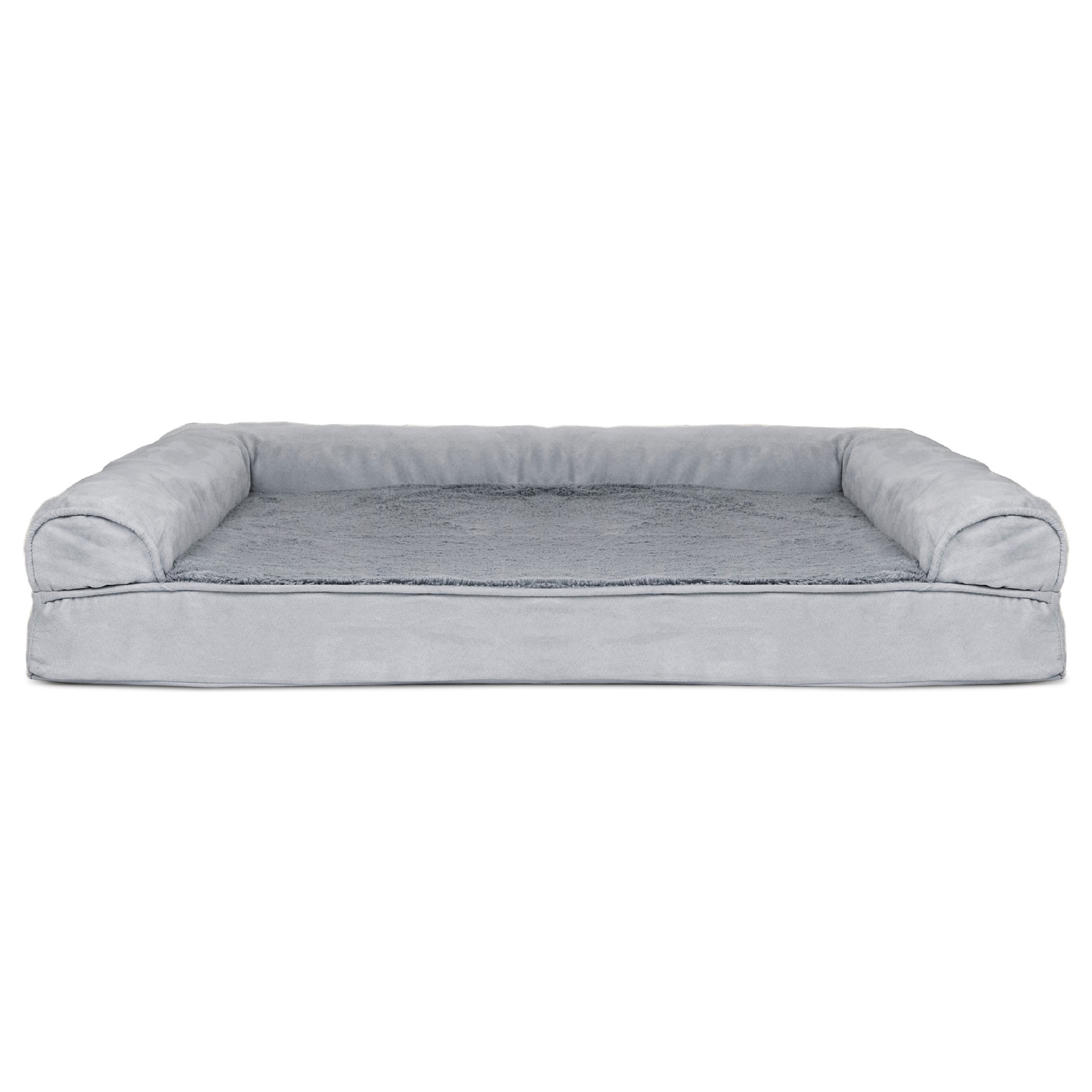 FurHaven Plush & Suede Orthopedic Sofa Pet Bed for Dogs & Cats - Gray, Jumbo