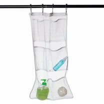 Artrylin Hanging Mesh Shower Organizer, 6 Pockets Quick Dry Hanging Bath Organizer with 4 Rings, Shower Hanging Mesh Organizer Bathroom Accessories, Space Saving