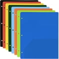 thumbnail image 4 of 100 Pack Two Pocket Plastic Translucent 3-Ring Hole Punch Folders, 11.5”L x 9.5”W for Filing / Storing Paper Work, Assorted Colors, 4 of 8