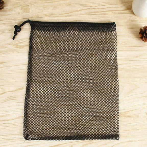 Matoen Small Mesh Bags Nylon Storage Mesh Bags Black Nylon Mesh Drawstring Bags with Small Travel Stuff Bags