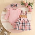 thumbnail image 6 of WERYOUNG Girl's Outfit Sets Long Sleeve Cartoon Print Bodysuit Bowknot Plaid Suspender Skirts Headbands 3 Piece Outfits Casual Daily Wear Stylish Comfortable Clothing Sets, 6 of 9