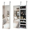 Full-Length Mirror Jewelry Storage Cabinet with Slide Rail - Door or Wall Mountable for Stylish Organization-White