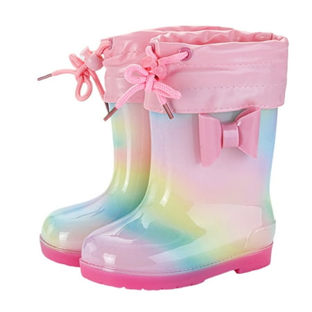 

Kids Rainbow Waterproof Boots Non-Slip Lightweight Rubber Rain Shoes