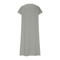 thumbnail image 6 of Womens Summer Dresses Sevevn Women's Solid Color Cotton Linen Short Sleeved V-Neck Dress Skirt, 6 of 6