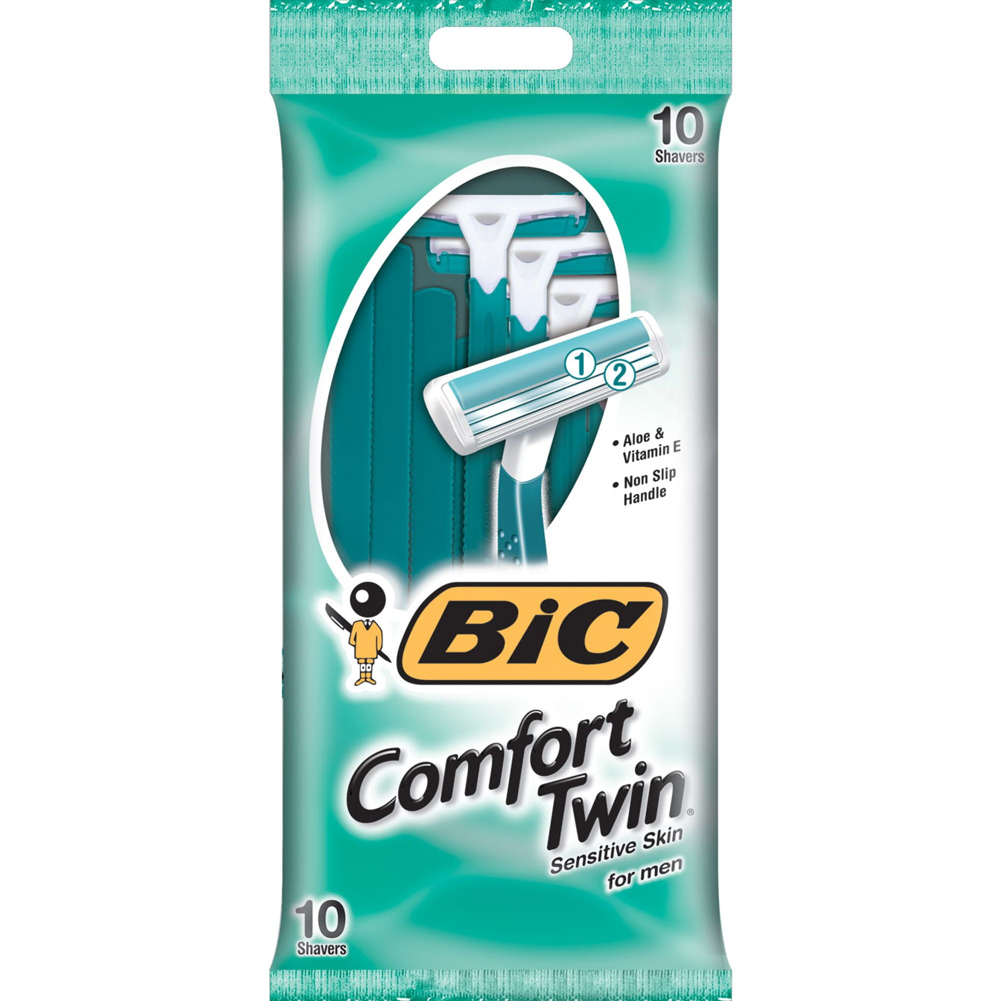 BIC Comfort Twin® Men’s Disposable Razor, Teal, 10 Pack