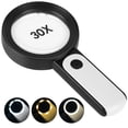 thumbnail image 1 of Magnifying Glass with Light, 30X Handheld Large 18LED Cold and Warm Light with 3 Modes, Illuminated Magnifier for Seniors Reading, Inspection, Coins, Jewelry, Exploring, 1 of 7