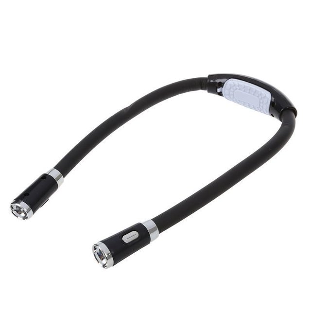 Luz de Lectura LED, Flexible y Recargable, Luz Nocturna Manos Libres, 2 Niveles de Brillo, Doble Cabezal, (Negro) Rojo Verde