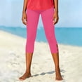 thumbnail image 5 of Xdegoge Womens Capri Leggings Yoga High Waisted Stretchy Athletic Cropped Pants with Cutout Hem Detail Gym Running Fitness Casual Summer Activewear, 5 of 7